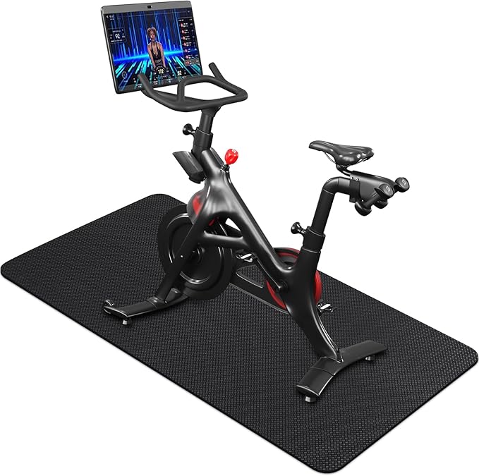TOBWOLF 2PCS Non-Slip Mat Compatible with Peloton Bike, Concept 2 Rowing Machine, Exercise Bike Mat, Mat Protect Hardwood Floor Carpet for Home Gym, Workout Mat for Bike Trainer, Stationary Spin Bike