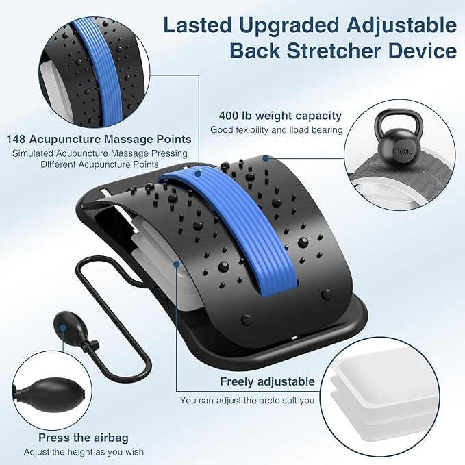 Docemel Back Stretcher for Lower Back Pain Relief,Adjustable Inversion Lumbar Traction Device,Lumbar Support Board for Spinal Decompression and Scoliosis,Sciatic Nerve Release Tool,Back Cracker Board