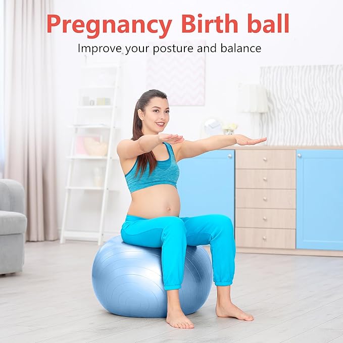 Primasole Exercise Ball for Balance Stability Fitness Workout Yoga Pilates at Home Office & Gym Birthing Ball for Pregnancy, Office Ball Chair