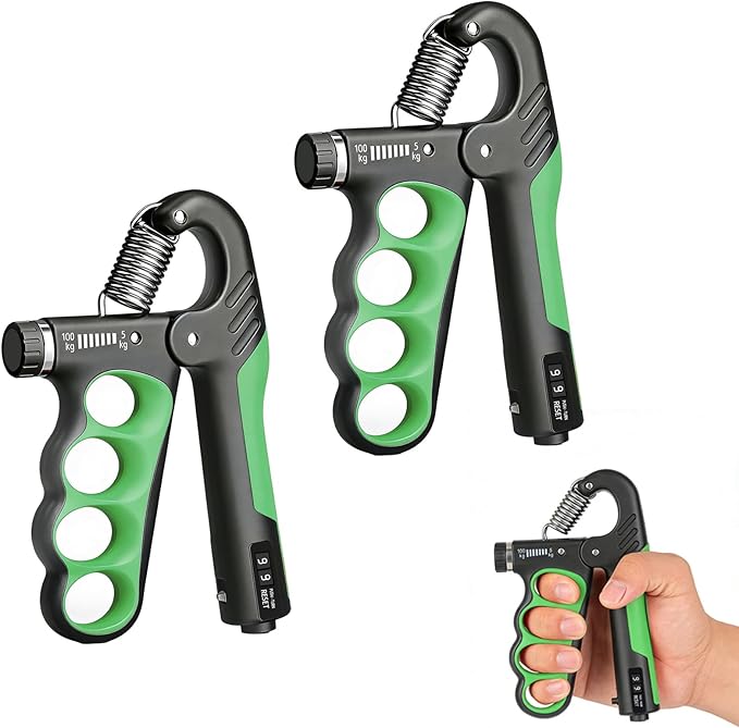Hand Gripper Strengthener, 11-220LBs Adjustable Resistance Grip Strength Trainer with Counter, Forearm Exerciser for Injury Recovery and Muscle Building