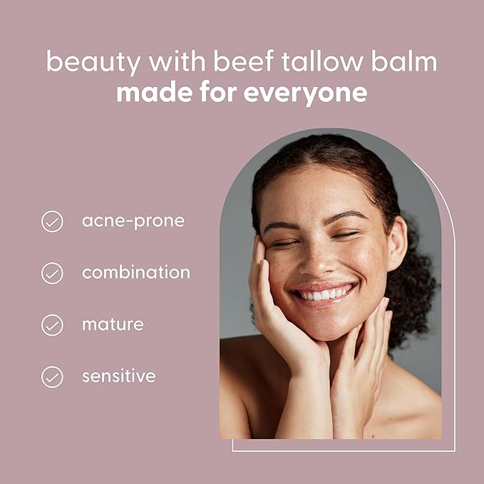 100% Unscented Grass Fed Beef Tallow for Skin, Body and Face | Fragrance Free Moisturizing Honey Balm with Cold-Pressed Olive Oil and Beeswax | Suitable For Dry, Sensitive & Irritated Skin, 2 oz (57g)