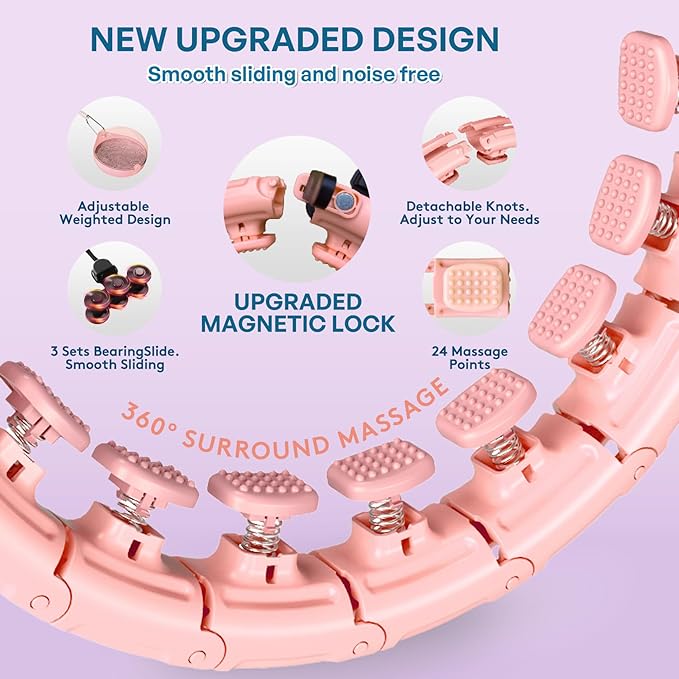 30/24/12 Knots, Upgraded Magnetic Lock Weighted Hula Hoop for Kids Adults Weight Loss, Infinity Hoop Plus Size, Home Indoor Outdoor, Fitness Exercise, Abdominal Toner