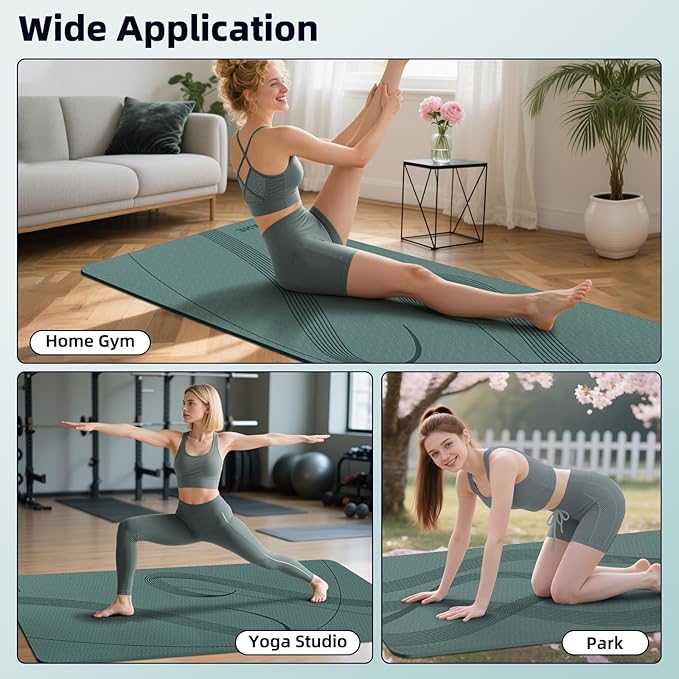 Yoga Mat High Density Exercise Mat, 76"x32"x0.27"Thick Wide & Large Yoga Mat for Women Men, Professional POE Workout Mat for Yoga, Pilates, Fitness & Stretching