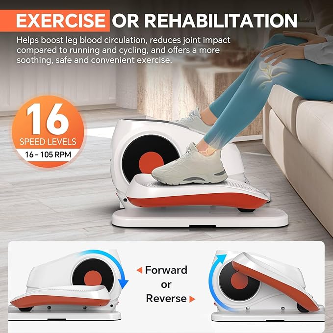 Electric Under Desk Elliptical Machine, 2026 Upgraded Seated Pedal Exerciser Pro with 16 Speeds Whisper Quiet Leg Exerciser for Seniors & Office