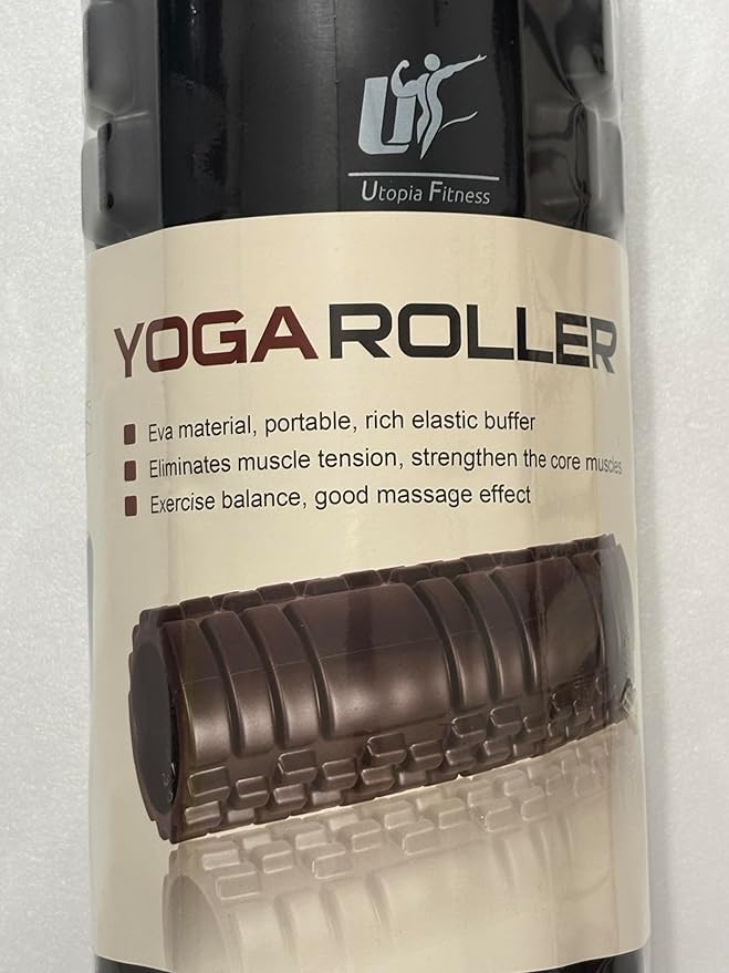 Professional Yoga Roller, Black EVA Foam, 18 Inch, Deep Tissue Massage and Recovery, for Core Strengthening, Balance Training, Physical Therapy