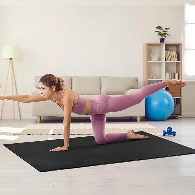 VEVOR Large Exercise Mat, 12'x6'/10'x6'/9'x6'/8'x6'/8'x5'/7'x5'/6'x4' (7mm) Extra Thick, Non Slip High Density Premium Workout Mat, Exercise Yoga Mat for Men & Women, Fitness & Exercise Mat with Bag & Carry Strap, for All Types of Home Yoga, Pilate & F...