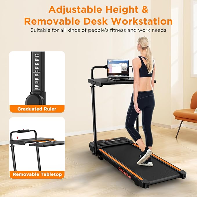 Walking Pad with 12% Incline, Under Desk Walking Pad Treadmill with Handle Bar & Removable Desk Workstation, 3 in 1 3.5HP Foldable Treadmill 300lbs Capacity for Home Office with Remote Control