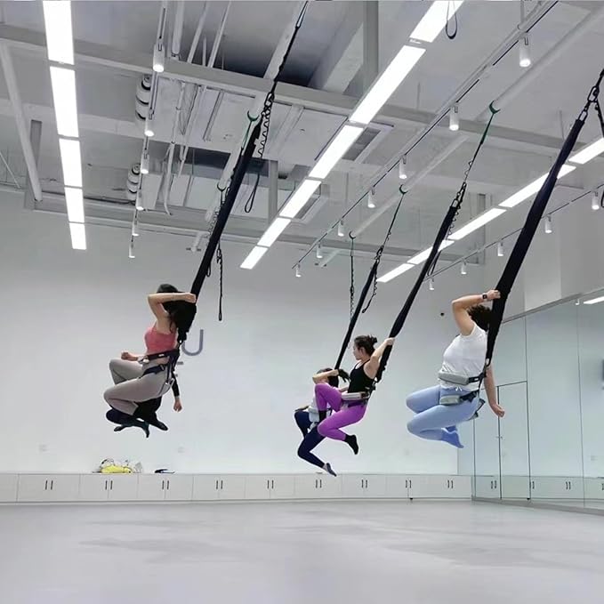 Ceiling Mount Yoga Bungee Resistance Belt Set, 360° Rotational Suspension Trainer For Aerial Fitness Enthusiasts
