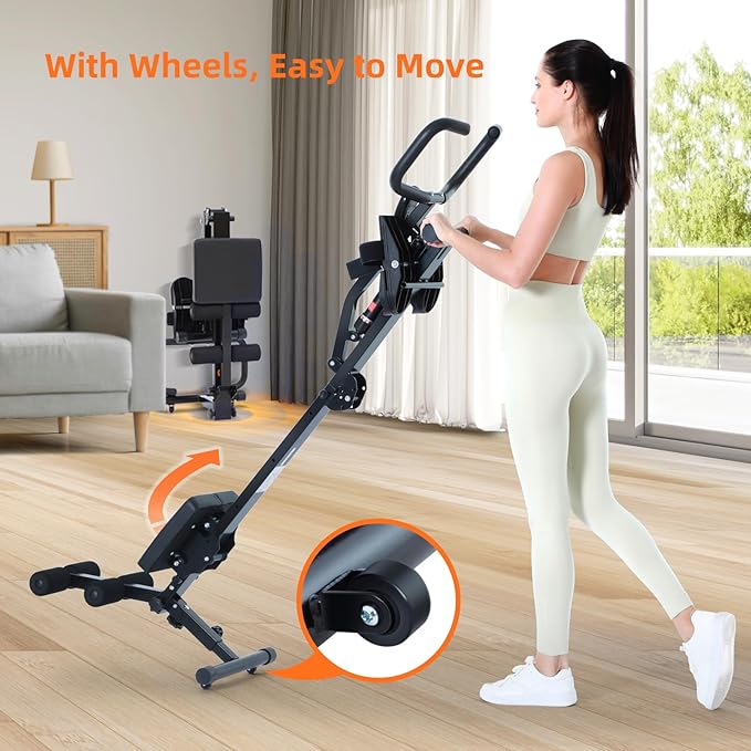 Sportneer Foldable Rowing Machine for Home, Hydraulic Rowing Machine with 12-Level Resistance - Multi Functional Row Machine Equipped with Caster & Backrest, Max 297lbs Weight Load