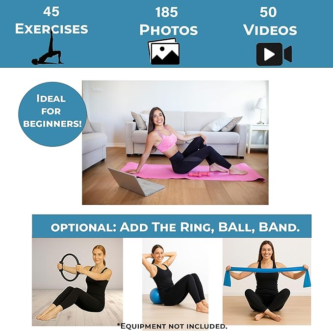 Pilates Ring Set- Pilates Workout Cards, Pilate Ring, and Resistance Band Set.