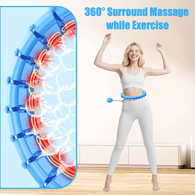 65 Inch Adjustable Fitness Waist Hoop – 32 Detachable Links, Quiet Non-Drop Fitness Tool for Adults Weight Loss, Plus Size Exercise Hoop for Women & Beginners