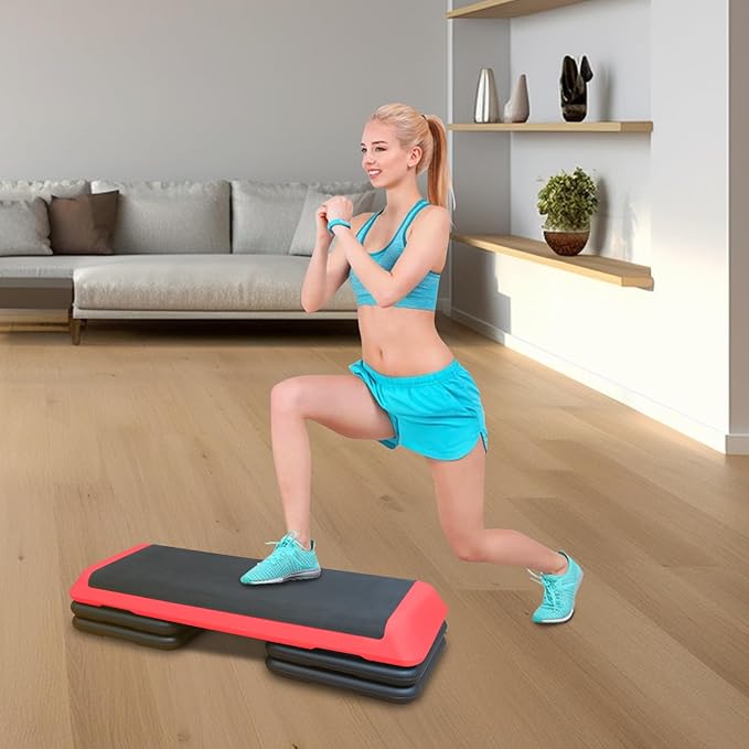Aerobic Step Platform 30" × 14" Height Adjustable Workout Step for Fitness Strength Training with Risers Exercise Platform for Home Gym