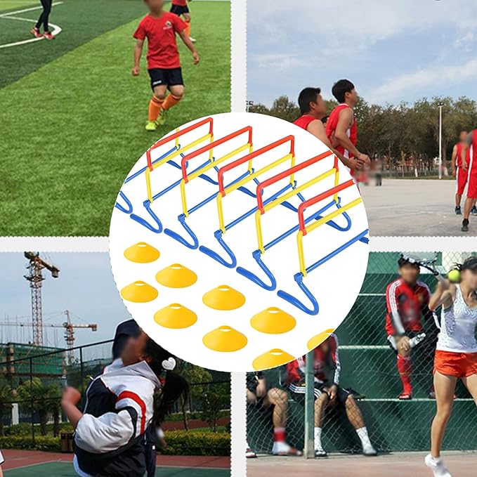 6 Pack Multicolor Agility Hurdles 4 Height Adjustable Speed Training Hurdles Fitness & Speed Training Equipment