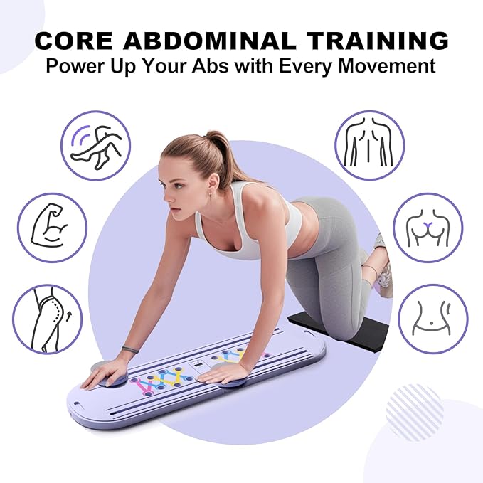 6 in1 Pilates Board, Multi-Purpose Pilates Reformer Set, Foldable Abdominal Board, Pilates Reformer Board for Home, Workout Equipment, Abs Workout Equipment, Core Workout Equipment