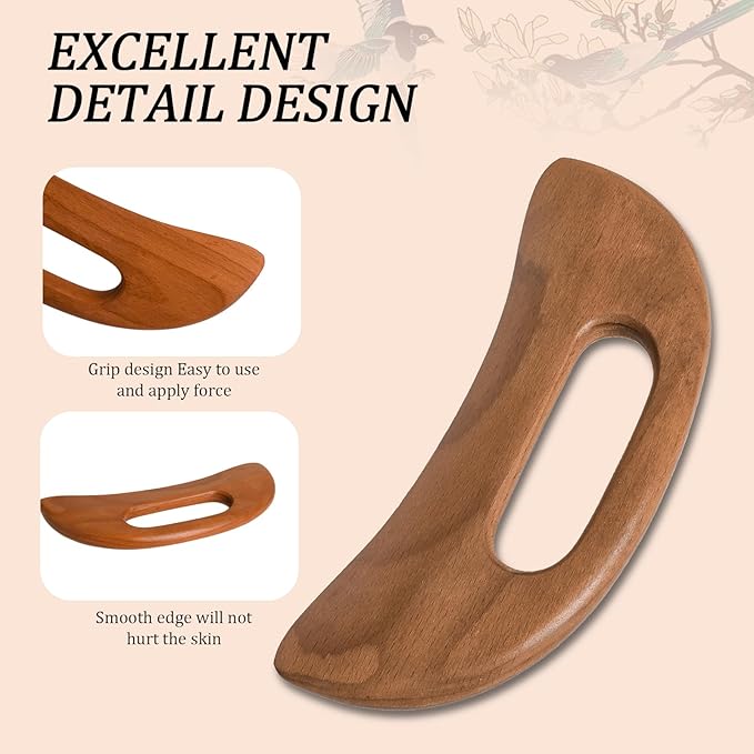 Wooden Cellulite Massager, Body Guasha Tool Lymphatic Drainage Massager Muscle Scraper Back Massage Tool Relieve Muscle Fatigue, Body Gua Sha Paddle Anti Cellulite Tool for Women and Men