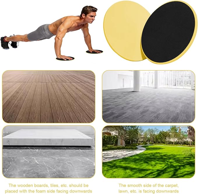 Exercise Core Sliders Glid Discs 2 Pack - Dual-Sided Workout Sliding Discs for Home Gym, Pilates, Physical Therapy, Ab & Full Body Training