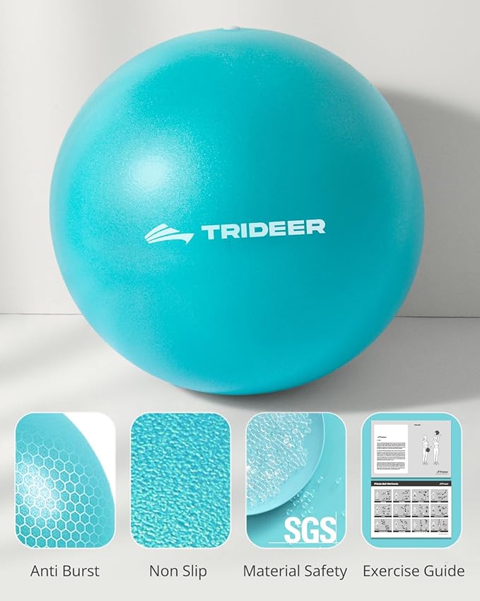 Trideer 9-Inch Pilates Ball, Small Exercise Ball for Yoga, Core Training, Physical Therapy, Balance, Stability and Stretching Pilates Equipment with Inflation Straw