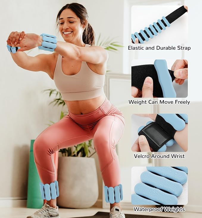 Wrist Ankle Weights for Women Men, Leg Arm Wrist Weights Bangles 1lb*2 2lb*2 Wearable Weights Pilates Weighted Bracelet for Strength Training Walking Swimming Yoga Physical Therapy