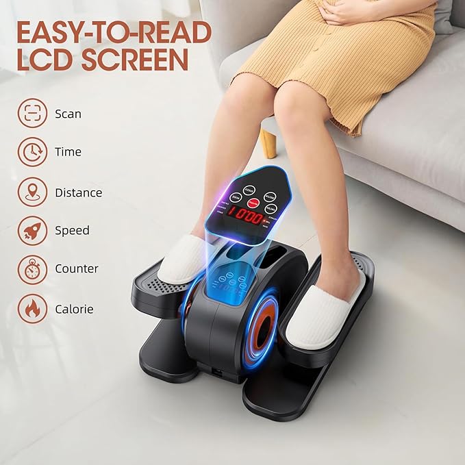 Under Desk Elliptical Machine, 2-in-1 Electric Leg Exerciser for Seniors, Quiet & Compact Pedal Exerciser with Remote, 12 Speed Elliptical Exercise Machine for Home Office