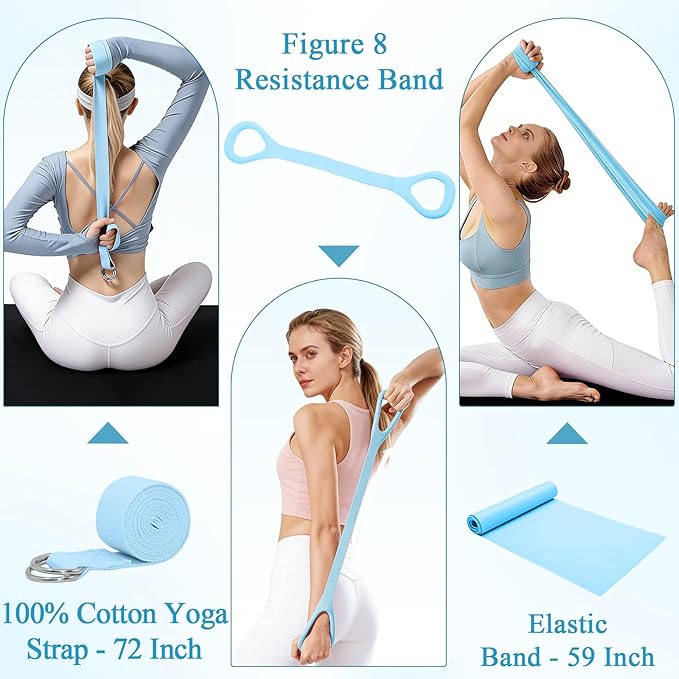 Pilates Ring and Small Ball Set for Women with 5 Resistance Bands, 14 inch Magic Circle Home Workout Essentials Starter Kit for Beginners, Yoga Sets for Full Body Toning Shape