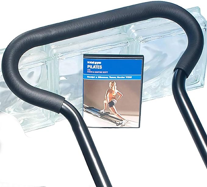 Total Gym PILS Men & Women Full Body Pilates Workout Kit, w/ Instructional DVD, Toe Bar, Leg Pull Accessory, Leg Extension Rope, & Ankle Cuffs, Black