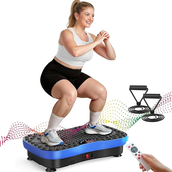 AXV Vibration Plate Fitness Platform Exercise Machine Vibrating Lymphatic Drainage Shaking Workout Full Body Shaker Vibrate Stand Shake Board Sport Gym Pad for Weight Loss Fat Burner for Women Men