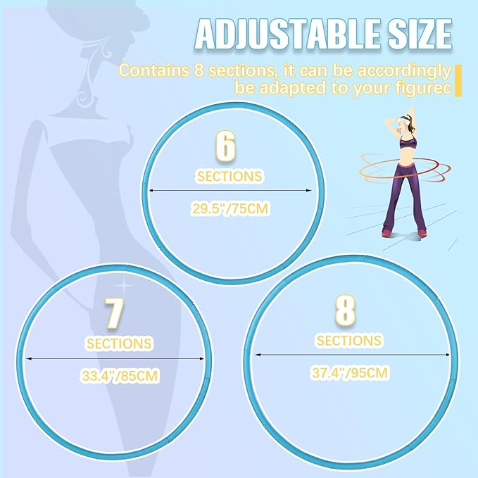 Exercise Fitness Hoop for Women 37 Inch Removable Adjustable Weighted Hoop Suitable for Adult Weight Loss and Home Fat Burning Exercise Workouts Gym