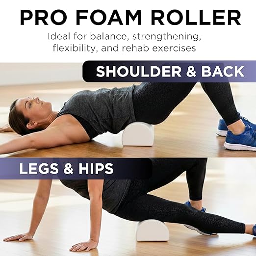 TheraBand Foam Roller, 36" Half Round, High Density Pro Foam Roller Tool for Post-Workout Recovery & Pre-Workout Warm-Up, Roll Out Muscle Soreness, 6" Diameter, White