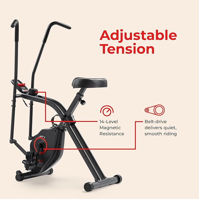 Sunny Health & Fitness Sunny Health & Fitness Smart Folding X-Bike, Portable Compact Exercise Bike for Indoor Cycling Workout, Home Cardio Training Machine, Free SunnyFit App Bluetooth Connect