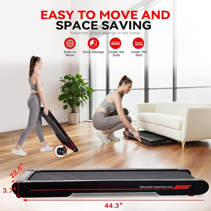 Sperax Walking Treadmill Pad with APP, 3 in 1 Under Desk Treadmill, 400W Low Noise Walking Vibration Pad with Remote Control,Portable Treadmills for Home Office