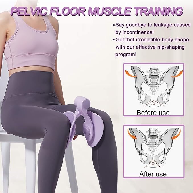 Pelvic Floor Exercise Devices, Inner Thigh Kegel Exerciser, Kegel Trainer for Postpartum Rehabilitation, Exerciser of Thigh at Home, Hip Under Desk Exercise Men Women with Band