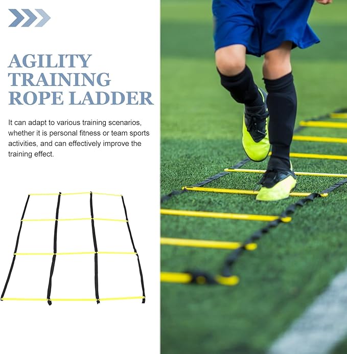 PRETYZOOM Agility Ladder Soccer Training Equipment Yellow Foldable Soft Ladder for Football Speed and Footwork Drills for Athlete Conditioning