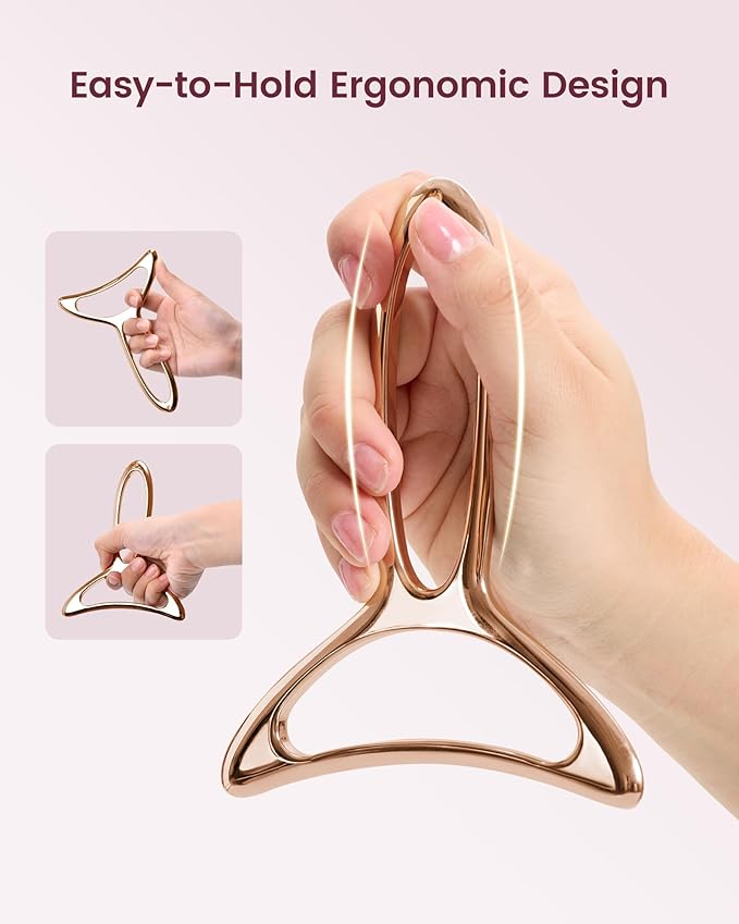 lifechill Lymphatic Drainage Massager & Anti Cellulite Massage Tools for Body Sculpting, Metal Gua Sha & Muscle Scraper Tool Pain Relief Deep Tissue, Gifts for Women, Gold (M)