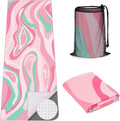 Yoga Mat Towel Cover with Large Corner Pockets, Non Slip Grip Microfiber Mat Cover Mat for Hot Yoga, Pilates and Gym Workout, 74" L x 26" W, Pink