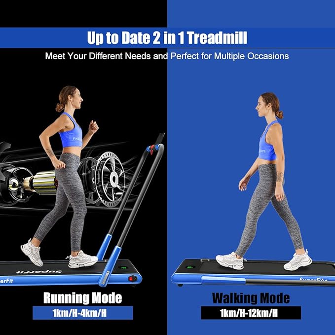 Goplus 2 in 1 Folding Treadmill, 2.25HP Under Desk Electric Superfit Treadmill, Installation-Free with APP Control, Remote Control, Bluetooth Speaker, LED Display, Walking for Home
