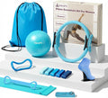 Home Pilates Ring and Ball Set for Women with 5 Resistance Bands 13 inch Magic Circle Workout Starter Kit for Beginners Full Body Toning 15 Min Daily Routine