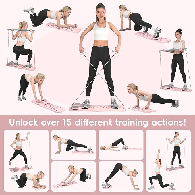 Pilates Board, Foldable Pilates Reformer for Home, Multifunctional Abdominal Trainer, Pilates Machine for Home Workout, Non Slip Lightweight Core Trainer for Plank Crunch Push Up
