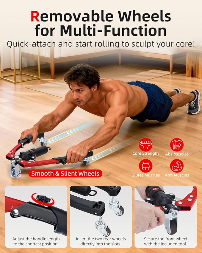 Abahub Twister Arm Exerciser, Enhanced Hydraulic Power Chest Expander with AB Rollers, 22-440LBS Adjustable Resistance Home Gym Equipment, Shoulder Muscle Trainer for Arm, Chest & Core Workout