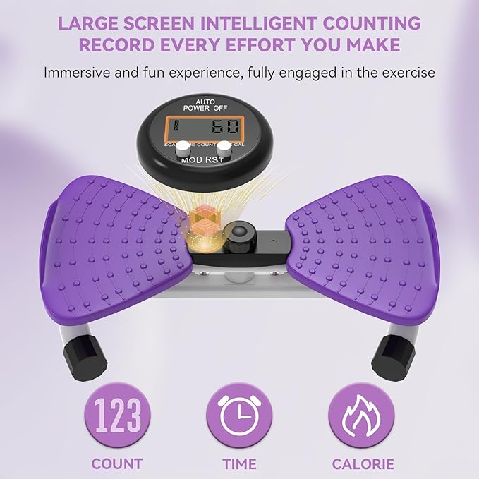 Twister, Adjustable Twisting Board for Women and Men, Home Gym Equipment Noiseless Twister, 330 lbs Load Capacity | Digital Display Tracks Time, Reps and Calories (Blue,Pink,Purple)