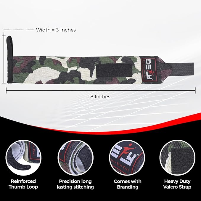 DEFY Fitness Wrist Wraps 18" Professional with Thumb Loops- Premium Quality, Strong Fastening Straps- Men & Women – Best for Weightlifting, Powerlifting,Strength Training