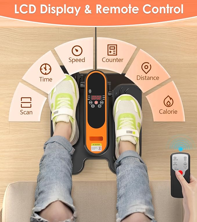 2025 New Under Desk Elliptical Machine,Portable Seated Pedal Exercise Machine for Seniors, 12 Adjustable Speed Elipse Leg Exerciser with Remote Control,Quiet Foot Exercise Machine for Home Office