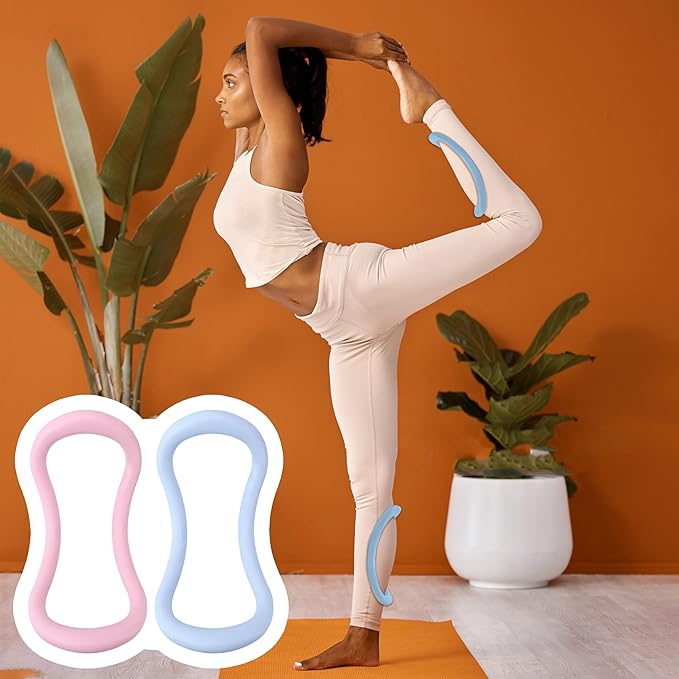Set of 2 Yoga Rings for Leg, Calves, Calf Pilates, Fitness Circle Equipment for Women, Resistance Stretch Circles Tool with Massage Points, Home Exercise Workout Training Support Sport