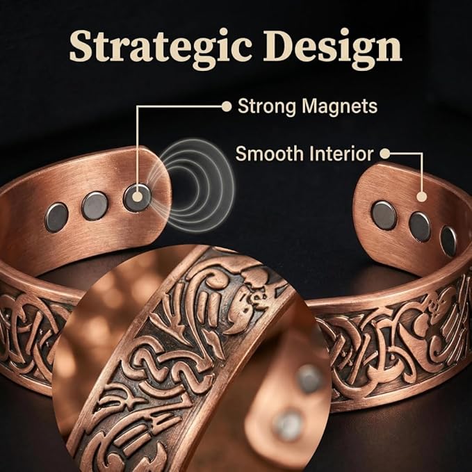 Copper Magnetic Bracelets – Effective Pure Copper Bracelet for Men Adjustable Cuff Bangles