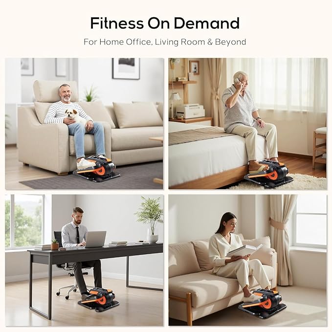 NEWBULIG Under Desk Elliptical Machine, Ellipse Leg Exerciser As Seen On TV with Remote Control, 12 Adjustable Speeds, Forward & Reverse, Mini Ellipse Leg Trainer for Home & Office