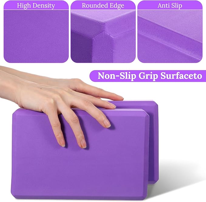4 Pcs Yoga Blocks 9 x 6 x 4 Inch Eva Foam Lightweight Non Slip Yoga Props for Pilates Stretching and Meditation Exercise Blocks Lightweight Yoga Essentials