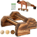 Wooden Parallettes 2 PCS Push Up Stand For Floor Calisthenics Bars Home, Handles Handstand Blocks Beech & Pine Wood Pushup Non-Slip Base Parallel Exercise Equipment For MenTrainers