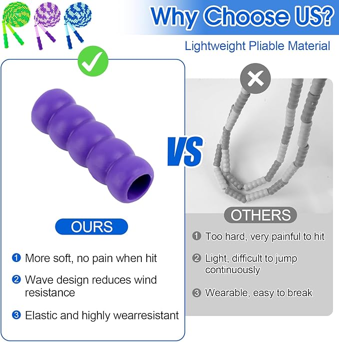 Jump Rope for Kids, 9 Ft Adjustable Jump Ropes for 4 5 6 7 8 10 12, Segmented Soft Beaded Jumping Rope Age 8-12, Tangle Free Skipping Rope for Women Man Fitness Weight Loss