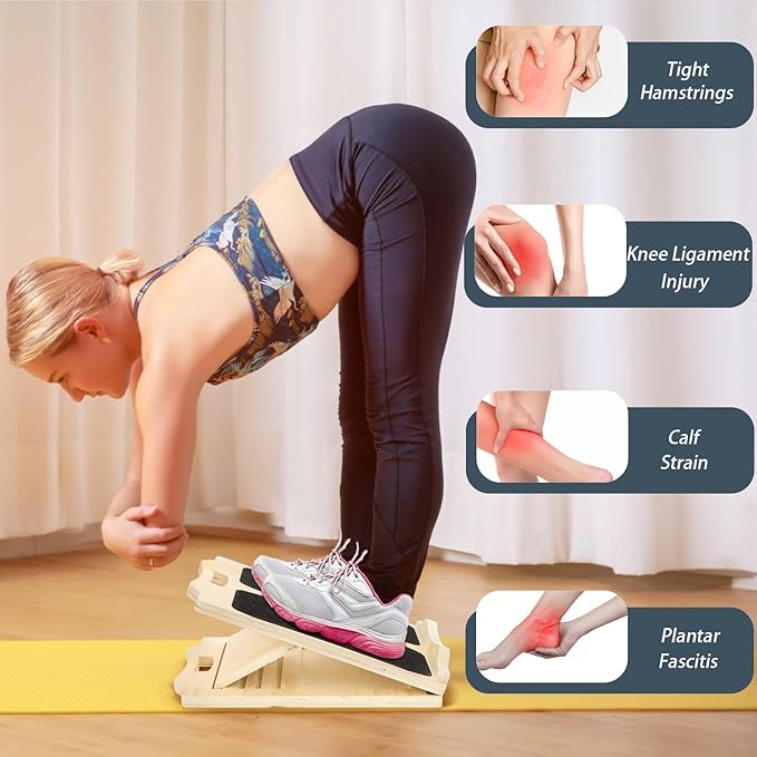 Yarlung Wooden Slant Board for Calf Stretching, Portable Squat Incline Board for Knees Ankle Leg Heel, Adjustable 5 Angles Calf Stretch Wedge for Exercise, Physical Therapy