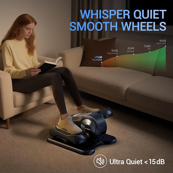 Under Desk Elliptical Machine, Electric Seated Pedal Exerciser, Mini Ellipse Leg Exerciser with Remoter, 12 Level Speeds, Forward & Reverse Direction, Manual & Auto Mode for Home Office (Dark)