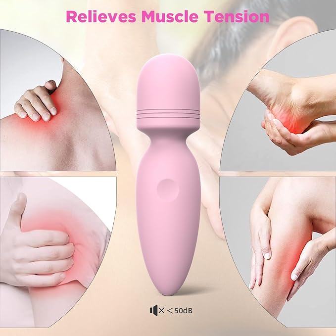 Mini Massager Tools,Small Waterproof Cordless Handheld Massager with 10 Vibration Modes, Personal Handheld Massager for Back(Pink)